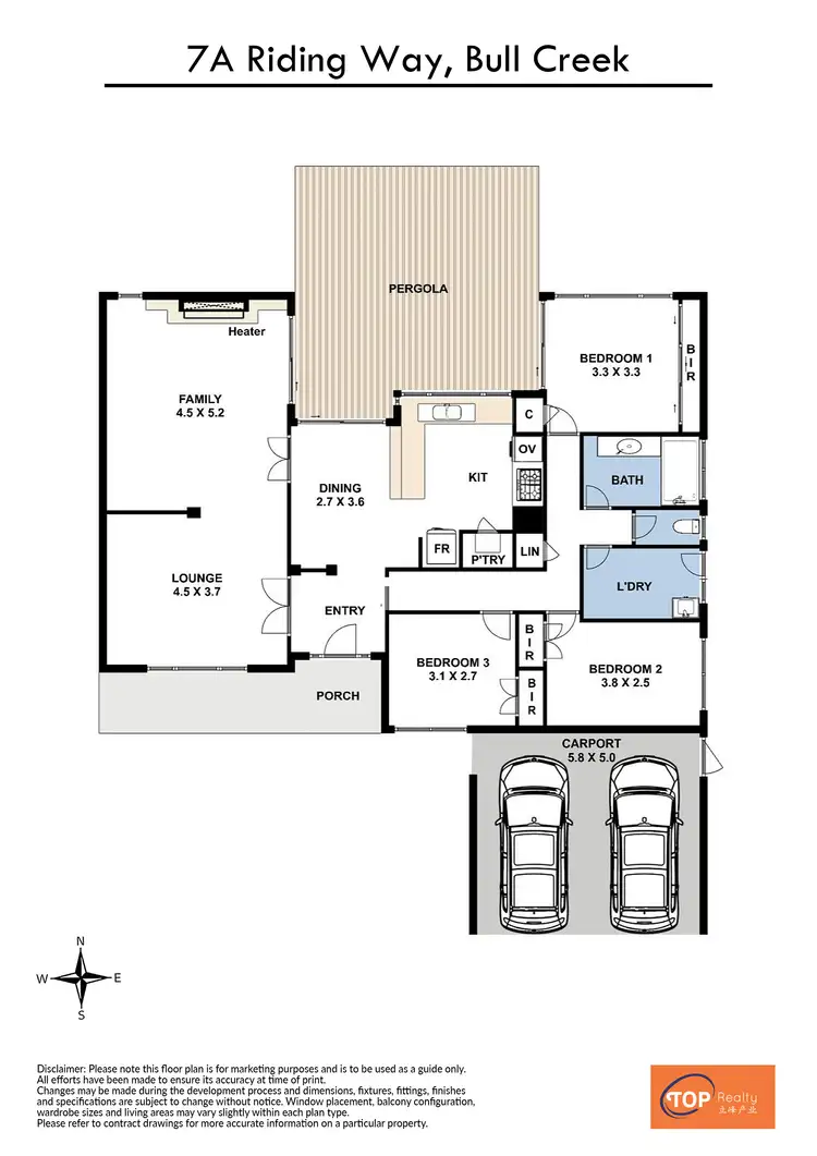 Floorplan of Homely semi-detached listing, 7A Riding Way, Bull Creek WA 6149