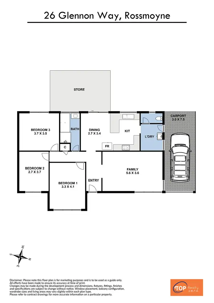 Floorplan of Homely house listing, 26 Glennon Way, Rossmoyne WA 6148
