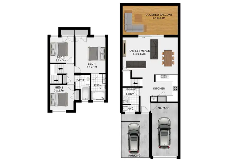 Floorplan of Homely townhouse listing, Unit 45/36 Albert St, Waterford QLD 4133