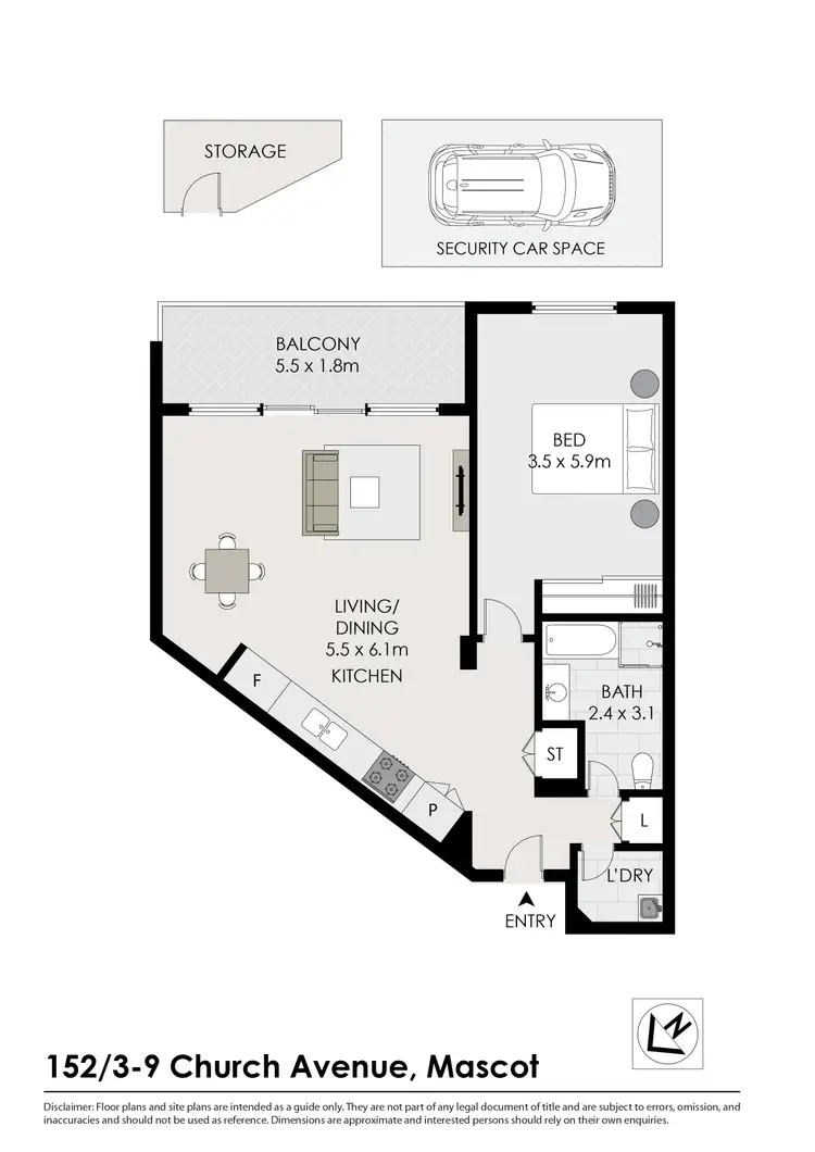 Floorplan of Homely apartment listing, 152/3-9 Church Ave, Mascot NSW 2020