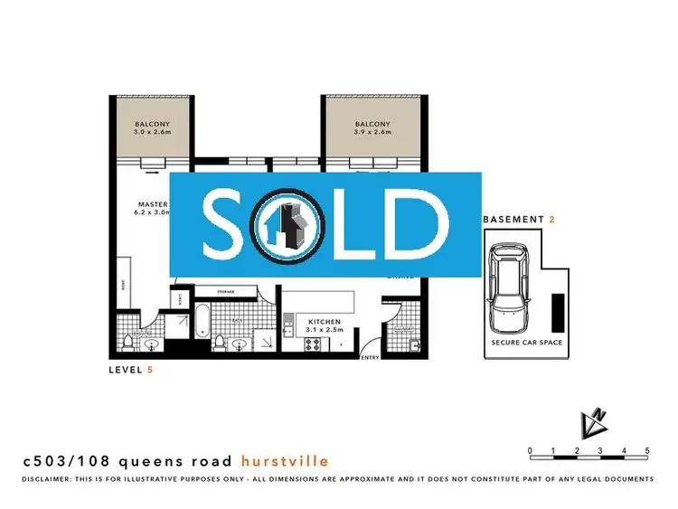 Floorplan of Homely apartment listing, 503/108 Queens Rd, Hurstville NSW 2220