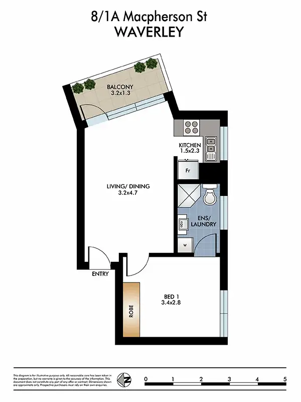 Floorplan of Homely apartment listing, 8/1A Macpherson St, Waverley NSW 2024