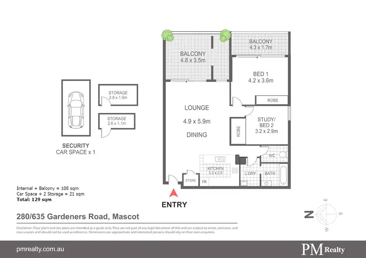 Floorplan of Homely apartment listing, 280/635 Gardeners Rd, Mascot NSW 2020