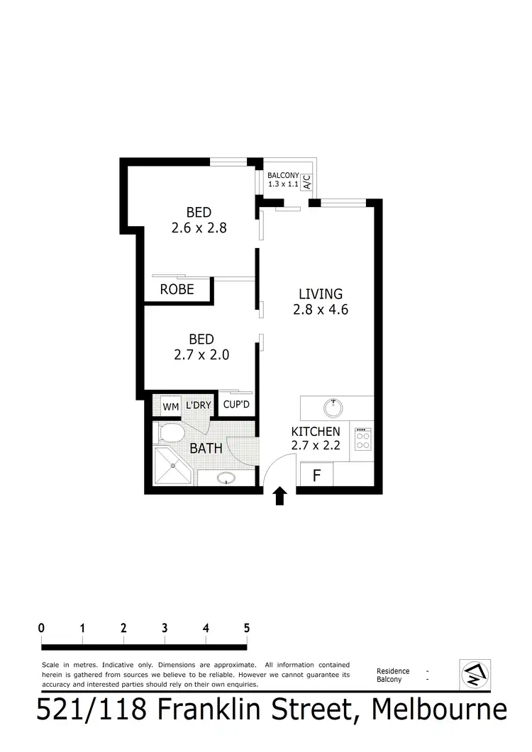 Floorplan of Homely unit listing, 521/118 Franklin Street, Melbourne VIC 3000