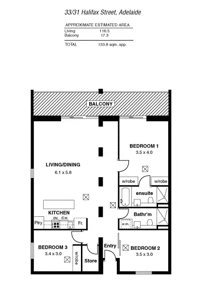 Floorplan of Homely apartment listing, 33/31 Halifax Street, Adelaide SA 5000