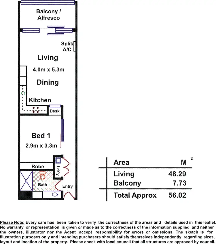 Floorplan of Homely apartment listing, 502/185 Morphett Street, Adelaide SA 5000