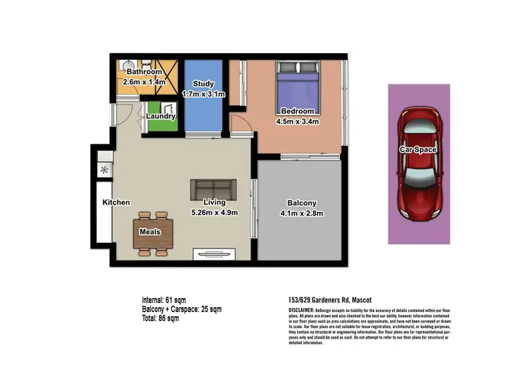 Floorplan of Homely apartment listing, 153/629 Gardeners Road, Mascot NSW 2020