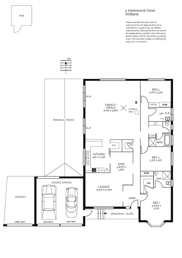 Floorplan of Homely house listing, 3 Hammond Close, Hillbank SA 5112