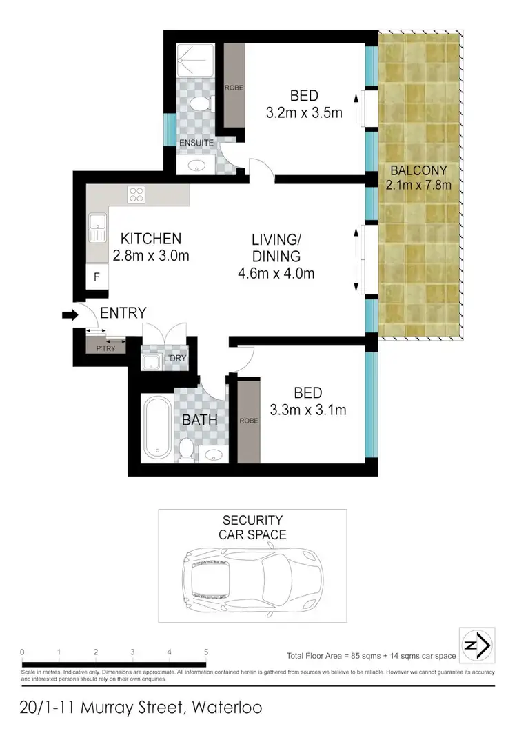 Floorplan of Homely unit listing, 20/1-11 Murray Street, Waterloo NSW 2017