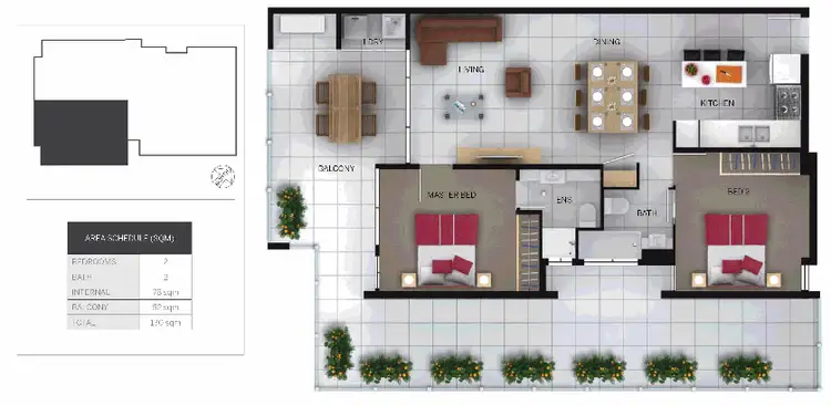 Floorplan of Homely unit listing, 3/40 Gilbey Lane, New Farm QLD 4005