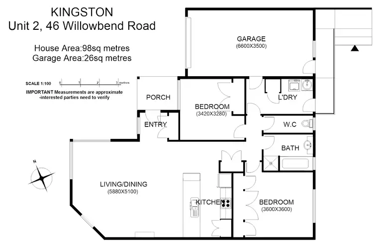 Floorplan of Homely unit listing, 2/46 Willowbend Rd, Kingston TAS 7050