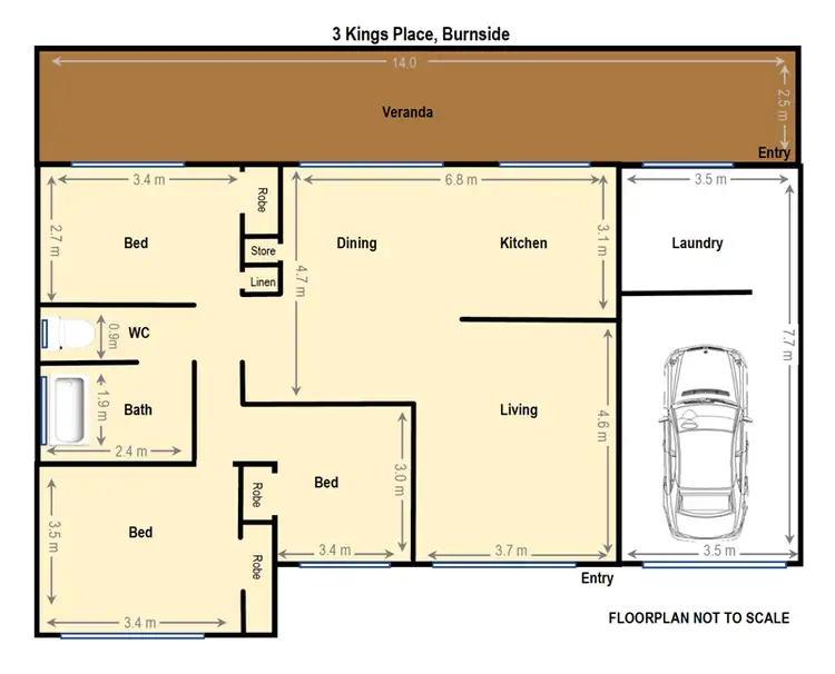 Floorplan of Homely house listing, 3 Kings Pl, Burnside QLD 4560