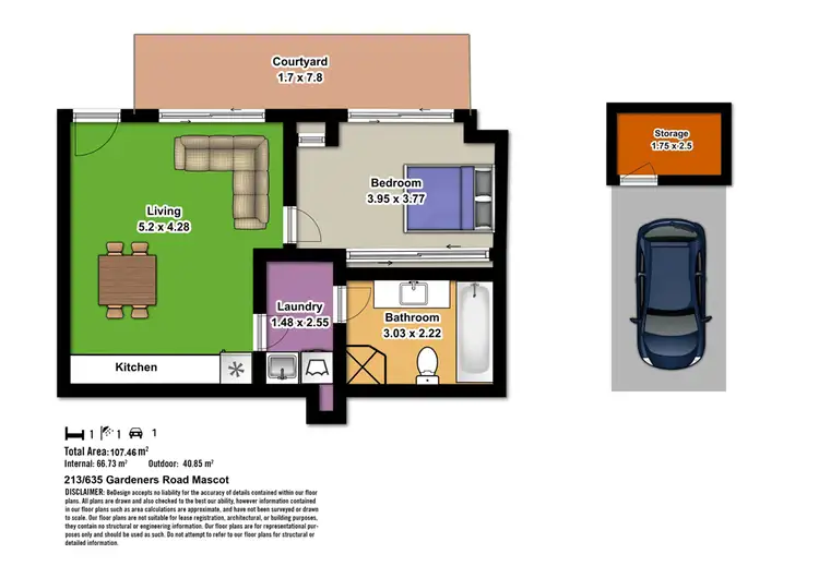 Floorplan of Homely apartment listing, 213/635 Gardeners Road, Mascot NSW 2020