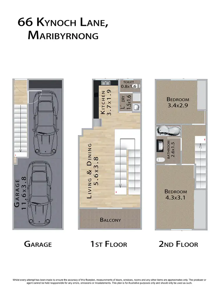 Floorplan of Homely townhouse listing, 66 Kynoch Lane, Maribyrnong VIC 3032