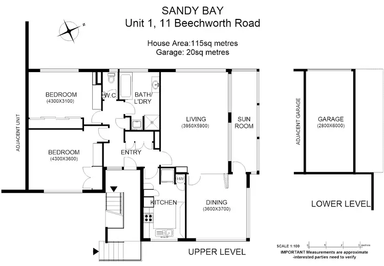 Floorplan of Homely unit listing, 1/11 Beechworth Rd, Sandy Bay TAS 7005