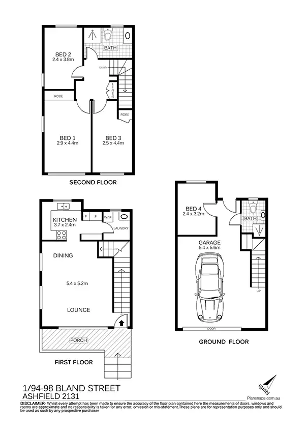 Floorplan of Homely townhouse listing, 1/94-98 Bland Street, Ashfield NSW 2131
