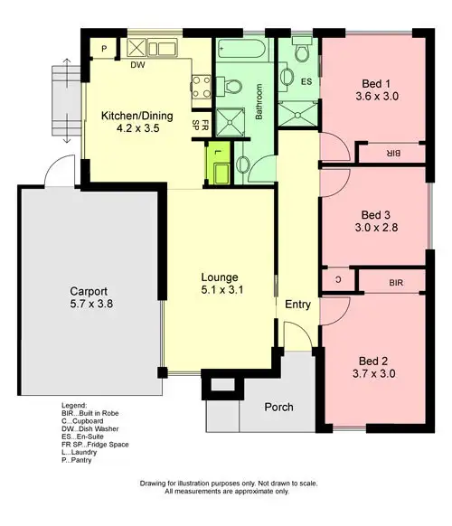Floorplan of Homely unit listing, 1/16 Fisher Street, Gisborne VIC 3437