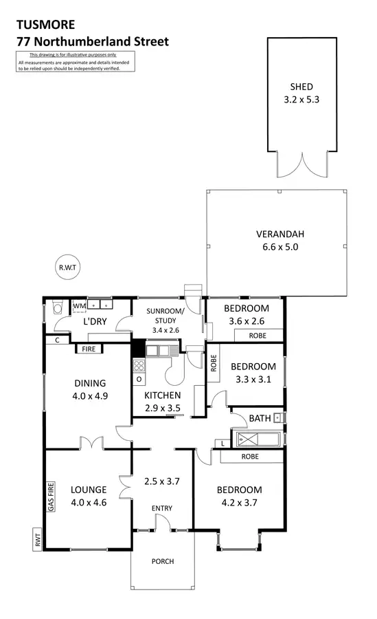 Floorplan of Homely house listing, 77 Northumberland Street, Tusmore SA 5065