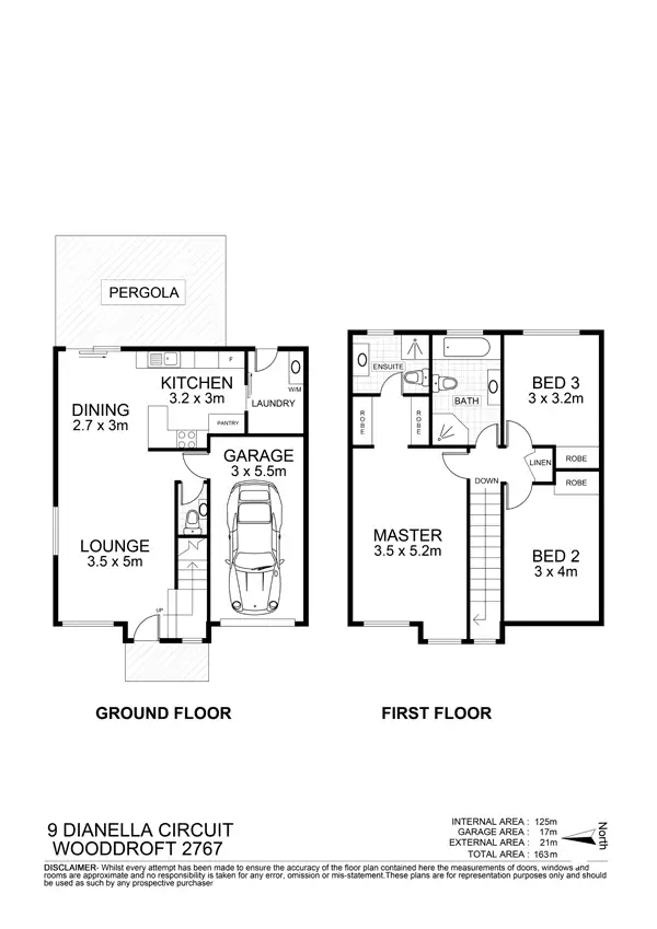 Floorplan of Homely semi-detached listing, 9 Dianella Circuit, Woodcroft NSW 2767