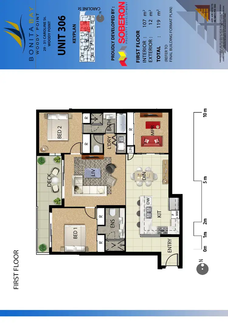 Floorplan of Homely unit listing, 306/29-31 Caroline Street, Woody Point QLD 4019