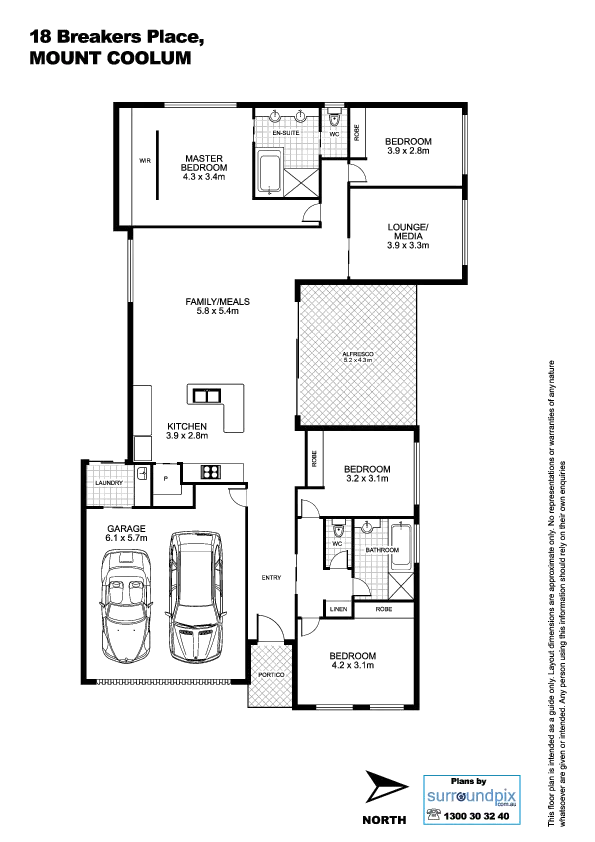 Floorplan of Homely house listing, 18 Breakers Place, Mount Coolum QLD 4573
