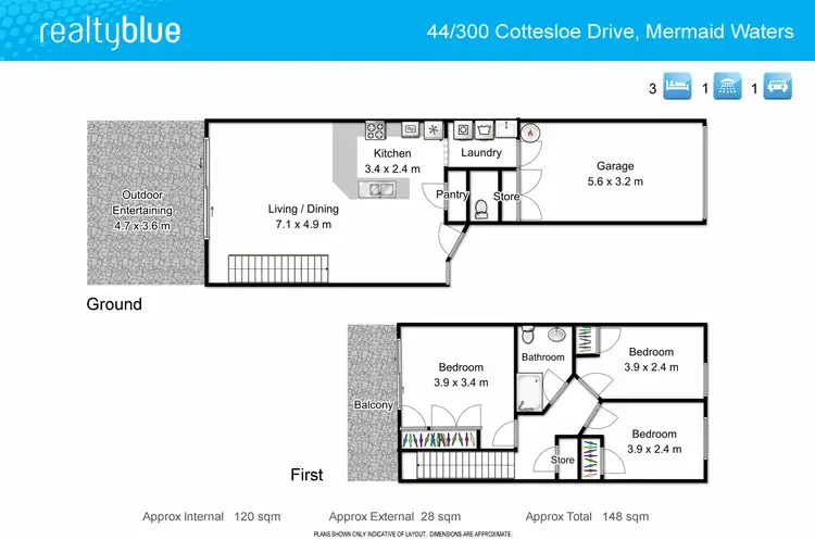 Floorplan of Homely townhouse listing, 44/300 Cottesloe Drive, Mermaid Waters QLD 4218