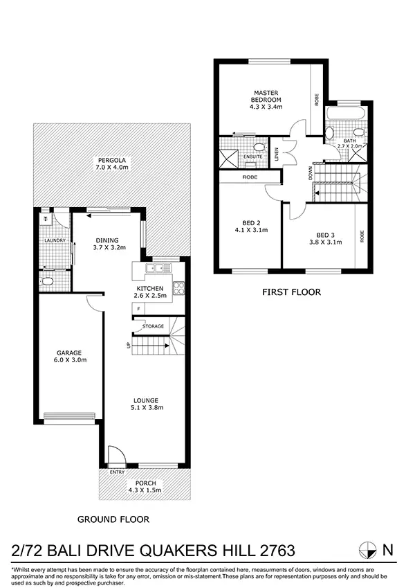 Floorplan of Homely townhouse listing, 2/72 Bali Drive, Quakers Hill NSW 2763