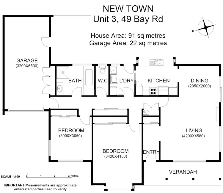 Floorplan of Homely unit listing, 3/49 Bay Road, New Town TAS 7008