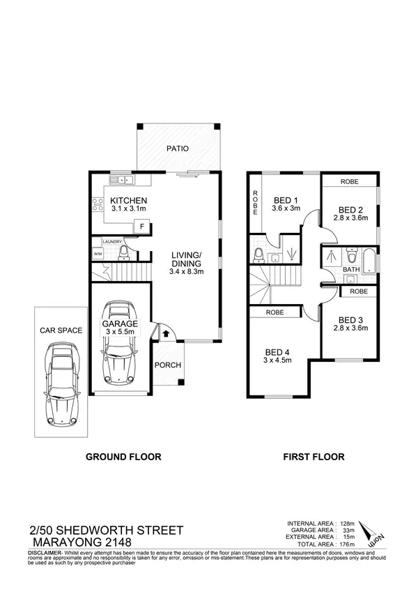 Floorplan of Homely townhouse listing, 2/50 Shedworth Street, Marayong NSW 2148