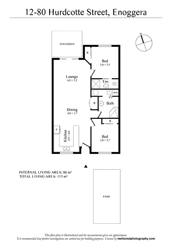 Floorplan of Homely unit listing, Unit 12/80 Hurdcotte Street, Enoggera QLD 4051
