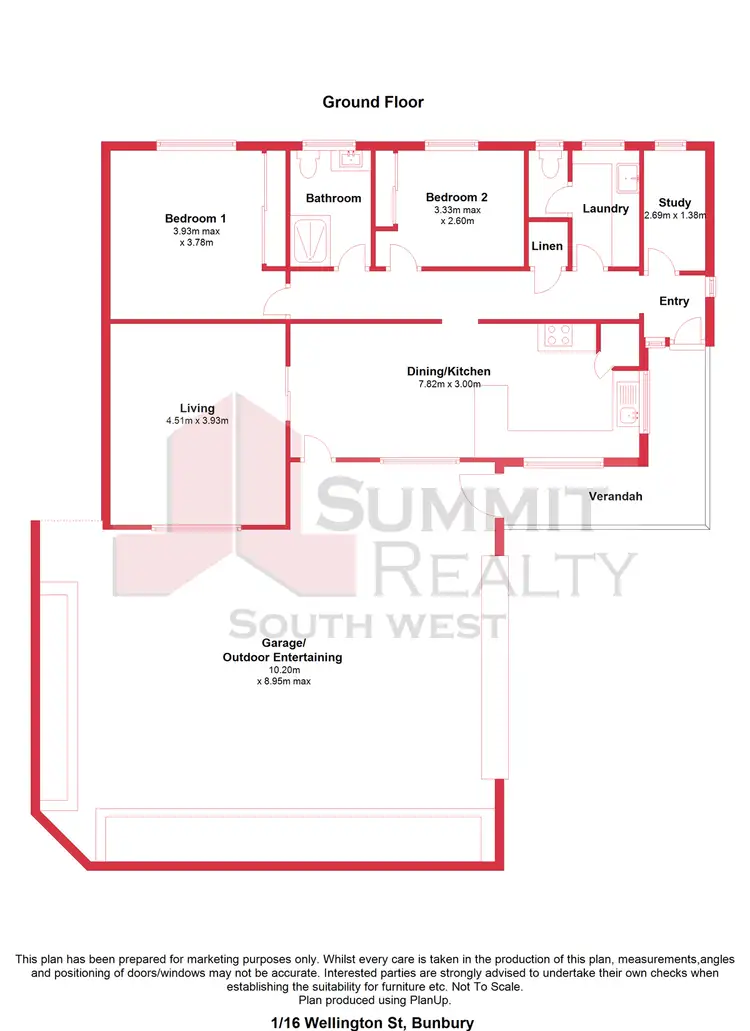 Floorplan of Homely unit listing, 1/16 Wellington Street, Bunbury WA 6230