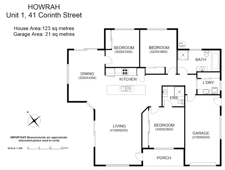Floorplan of Homely unit listing, 1/41 Corinth St, Howrah TAS 7018