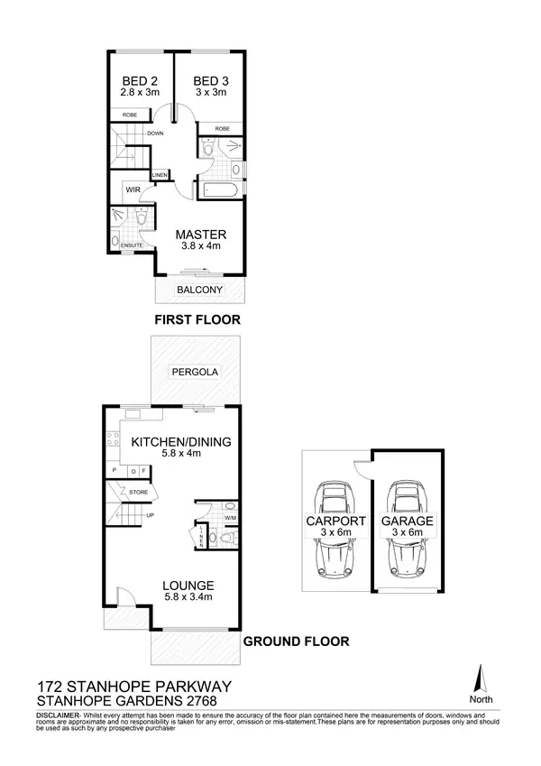 Floorplan of Homely semi-detached listing, 172 Stanhope Parkway, Stanhope Gardens NSW 2768
