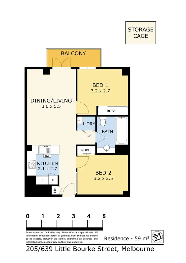 Floorplan of Homely apartment listing, 205/639 Little Bourke Street, Melbourne VIC 3000