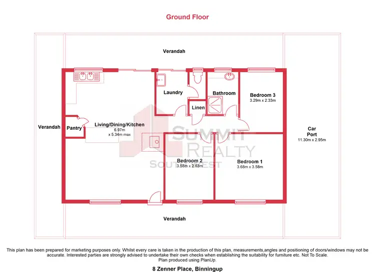 Floorplan of Homely house listing, 8 Zenner Place, Binningup WA 6233