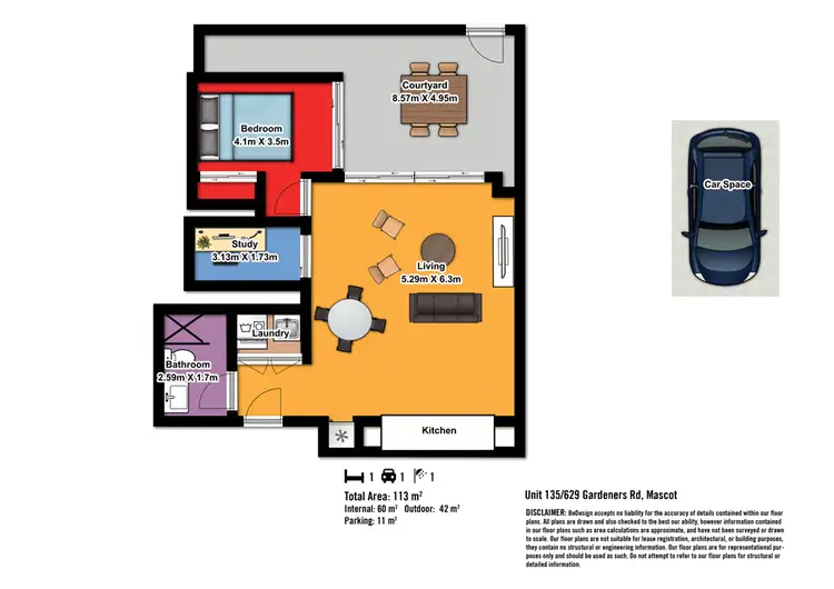 Floorplan of Homely apartment listing, 135/629 Gardeners Road, Mascot NSW 2020