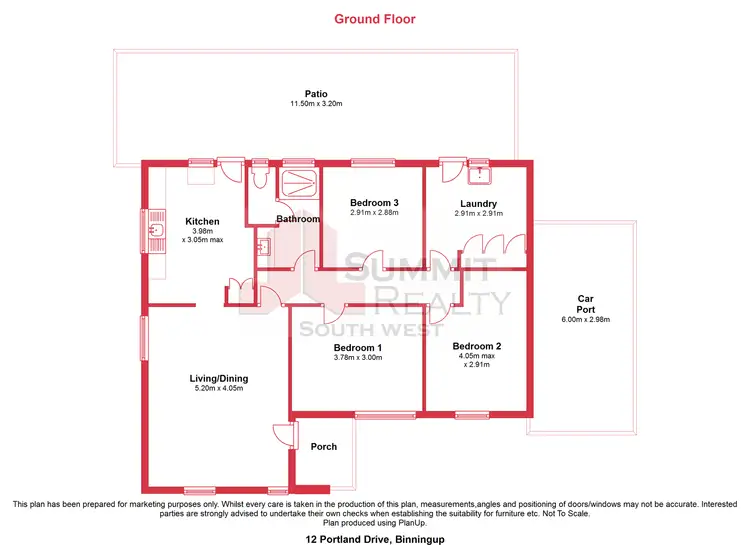 Floorplan of Homely house listing, 12 Portland Drive, Binningup WA 6233