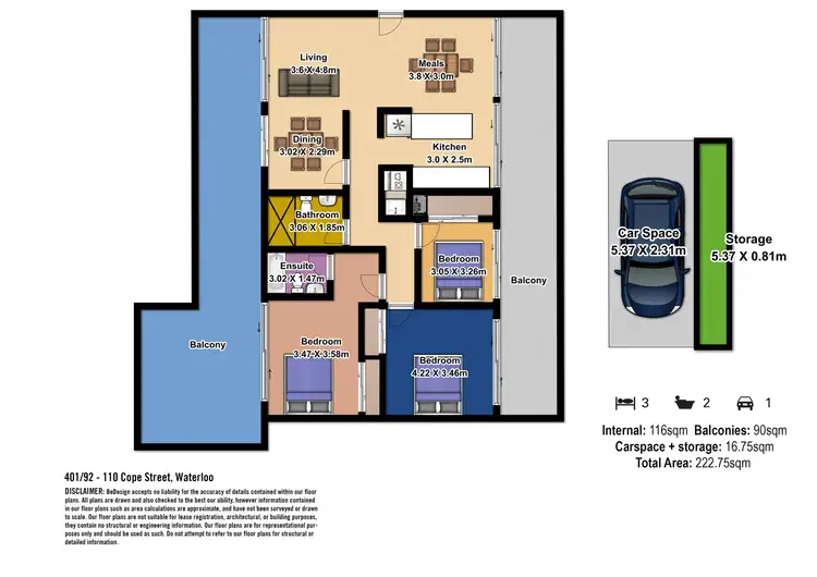 Floorplan of Homely apartment listing, 401/92 Cope Street, Redfern NSW 2016