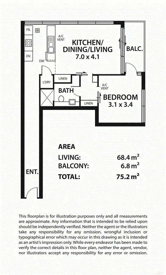Floorplan of Homely apartment listing, 504/211 Grenfell Street, Adelaide SA 5000