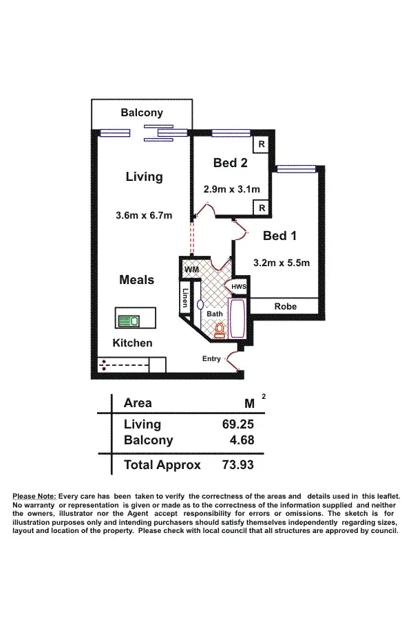 Floorplan of Homely apartment listing, 6/8 Charlick Circuit, Adelaide SA 5000