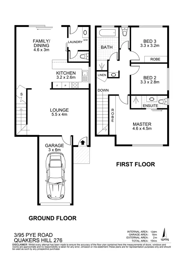 Floorplan of Homely townhouse listing, 3/95 Pye Road, Quakers Hill NSW 2763