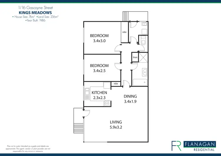 Floorplan of Homely unit listing, 1/16 Gascoyne Street, Kings Meadows TAS 7249