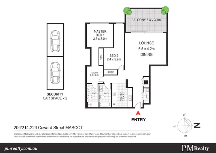 Floorplan of Homely unit listing, 206/9 John Street, Mascot NSW 2020
