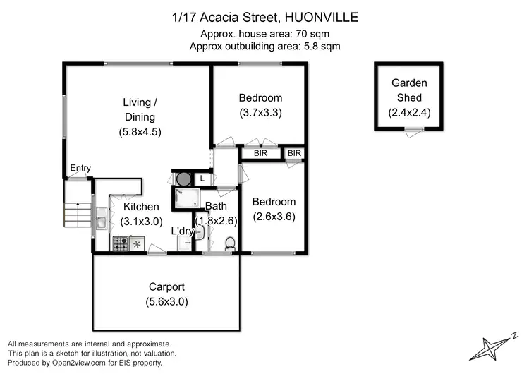 Floorplan of Homely unit listing, 1/17 Acacia St, Huonville TAS 7109
