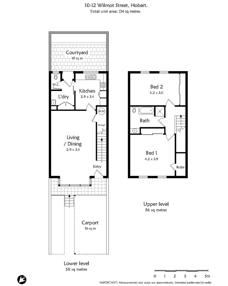 Floorplan of Homely townhouse listing, 10/12 Wilmot St, Hobart TAS 7000