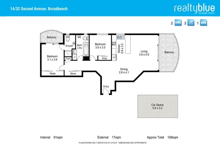 Floorplan of Homely unit listing, 14/32 Second Avenue, Broadbeach QLD 4218