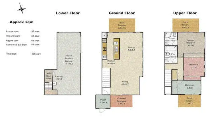 Floorplan of Homely townhouse listing, 2/217 Baroona Road, Paddington QLD 4064