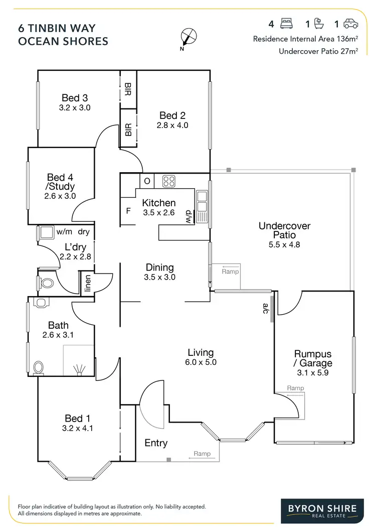 Floorplan of Homely house listing, 6 Tin Bin Way, Ocean Shores NSW 2483