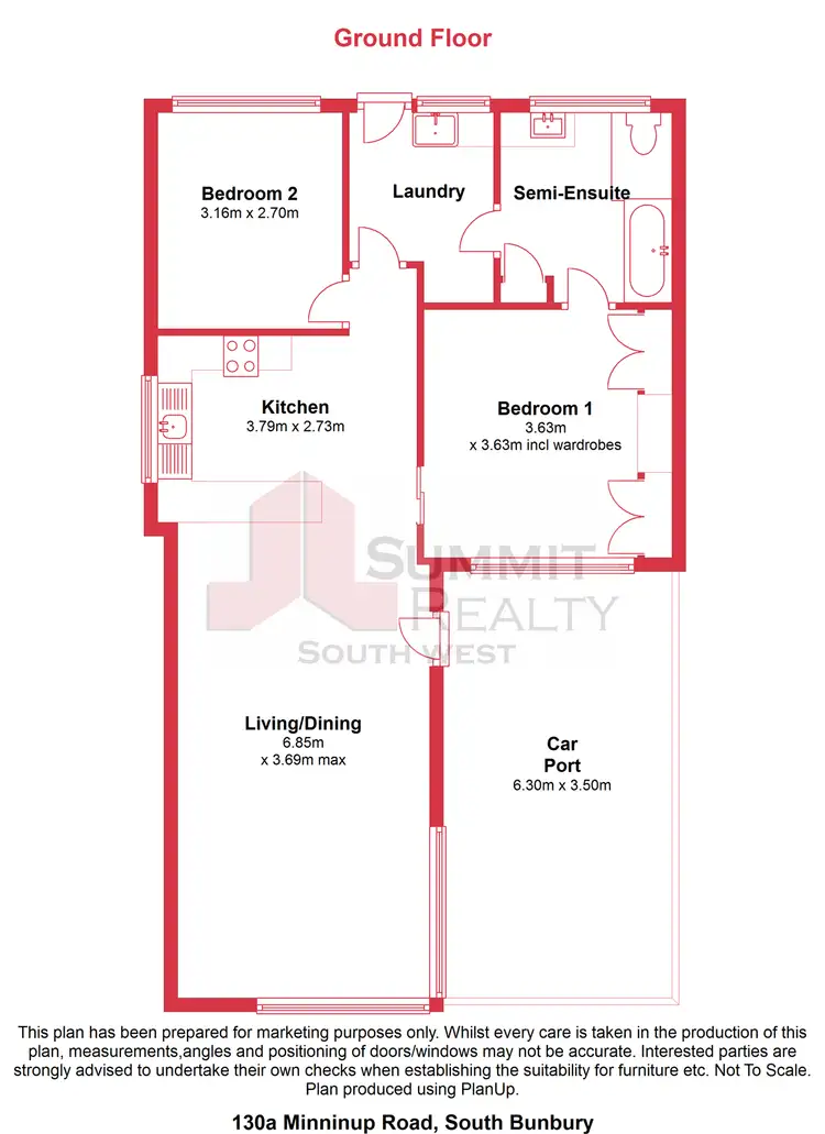 Floorplan of Homely unit listing, 130a Minninup Road, South Bunbury WA 6230
