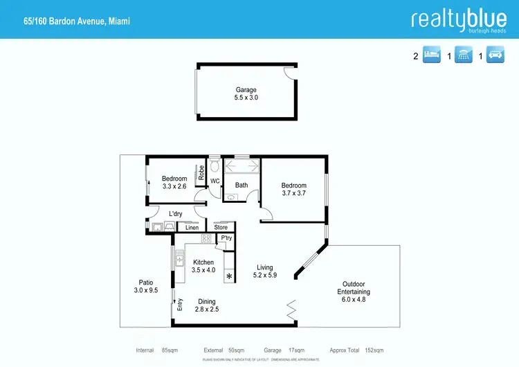 Floorplan of Homely unit listing, 65/160 Bardon Avenue, Miami QLD 4220